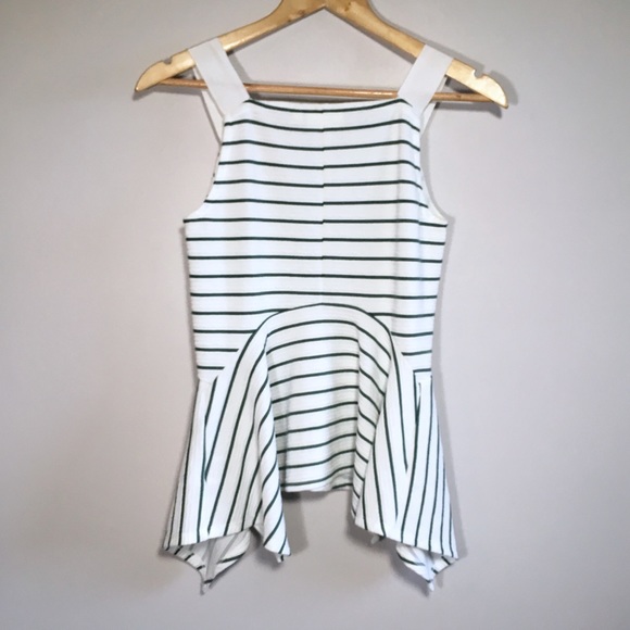 Anthropologie White Peplum Striped Top Deletta - Picture 6 of 7